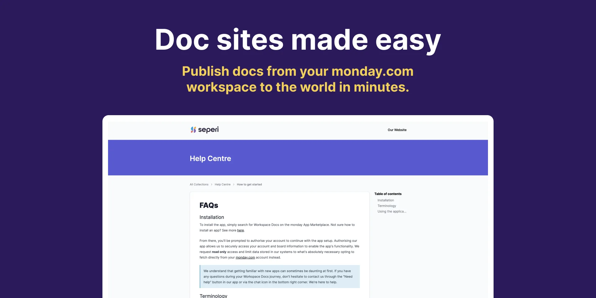 Create your own public-facing docs site