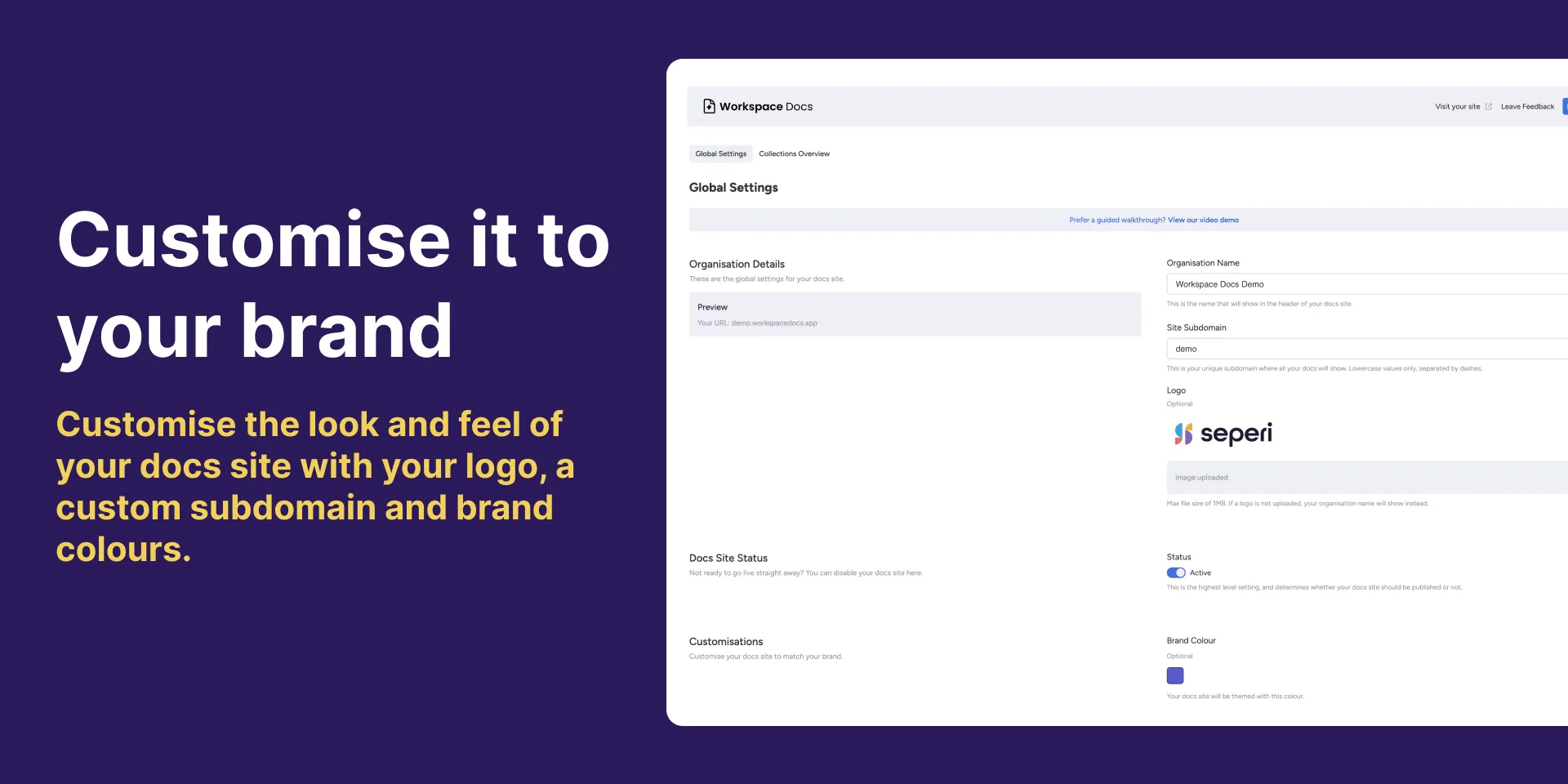 Customise your docs site
