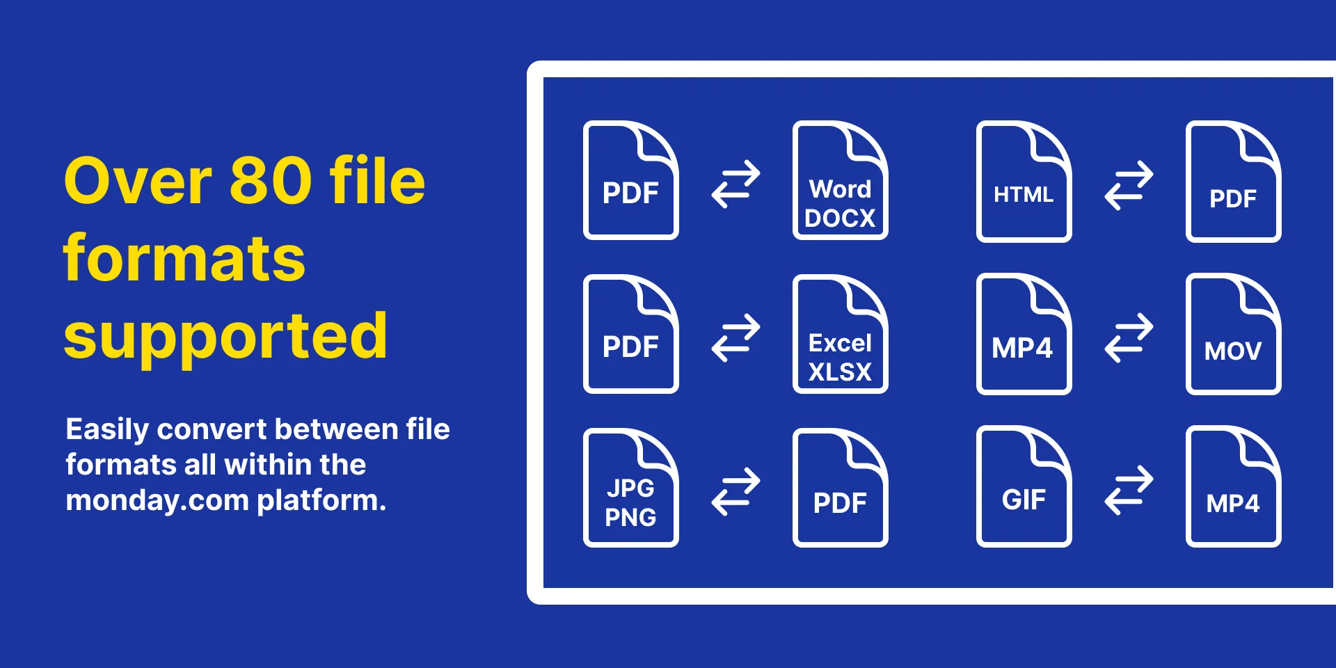 Over 80 file formats supported