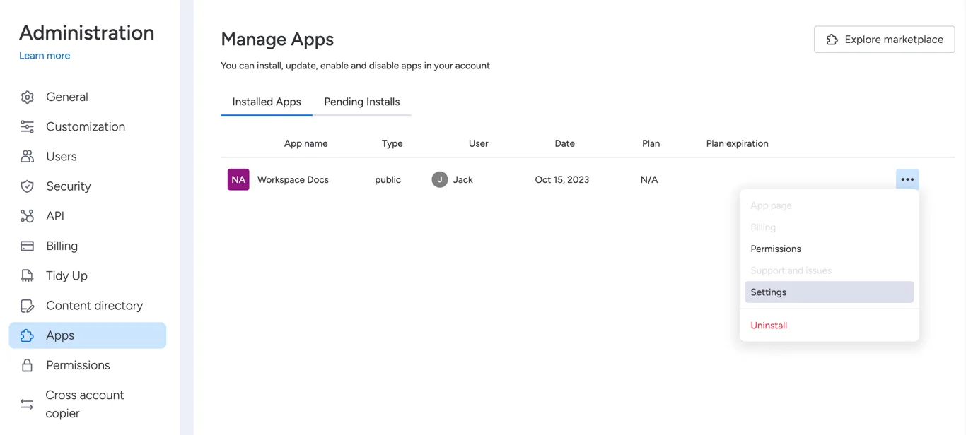 Access Global Settings
